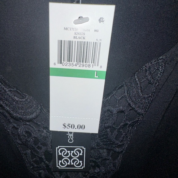 NWT Cable & Gauge XL Black Knit Soft Lace Top Peasant Blouse Macy’s $50 - Picture 4 of 8